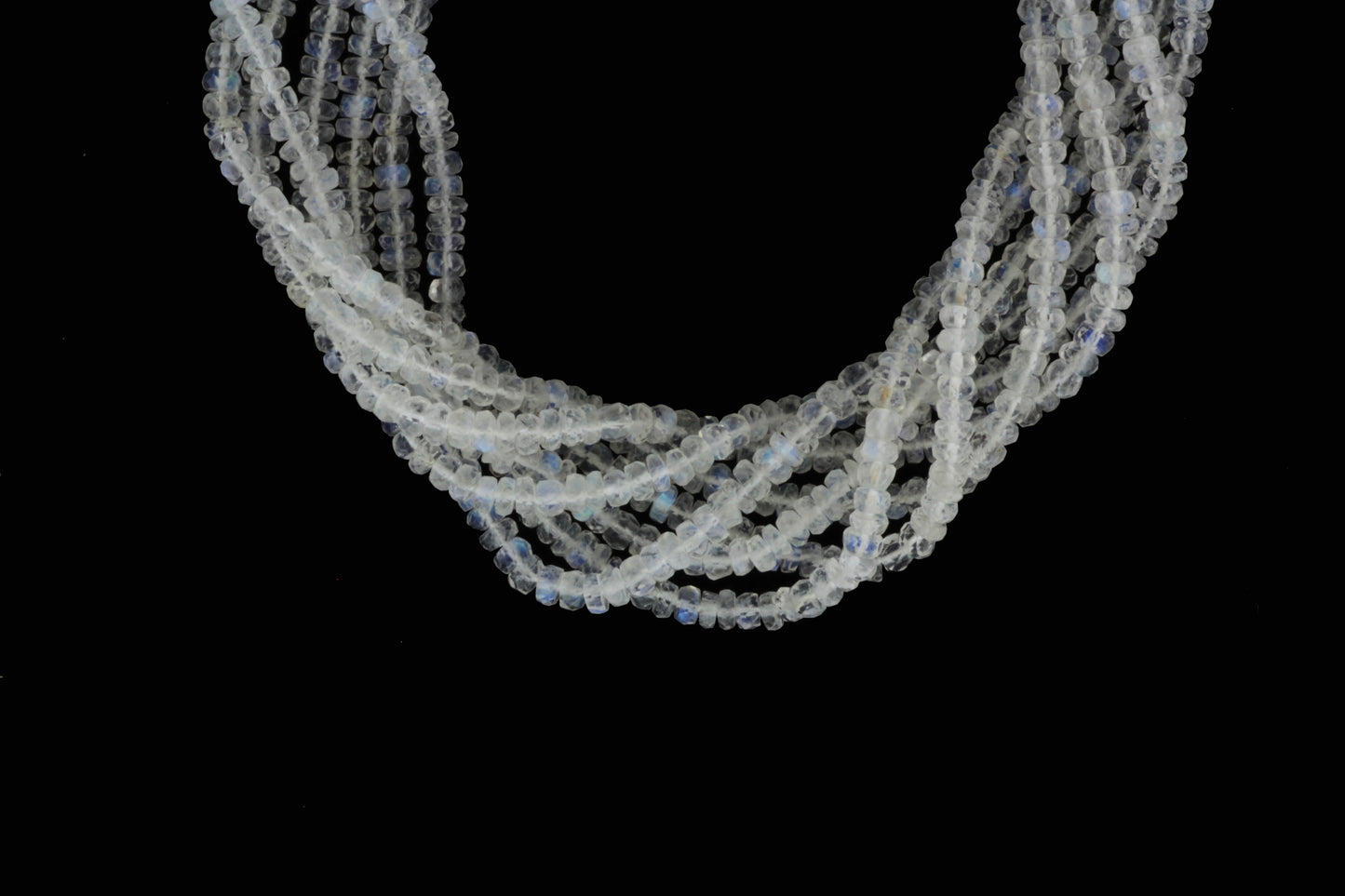 AA Blue Rainbow Moonstone 4mm Faceted Rondelles