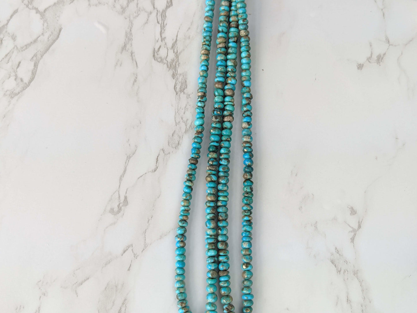 Natural Blue and Black Turquoise 4.5mm Smooth Rondelles