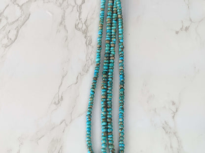 Natural Blue and Black Turquoise 4.5mm Smooth Rondelles