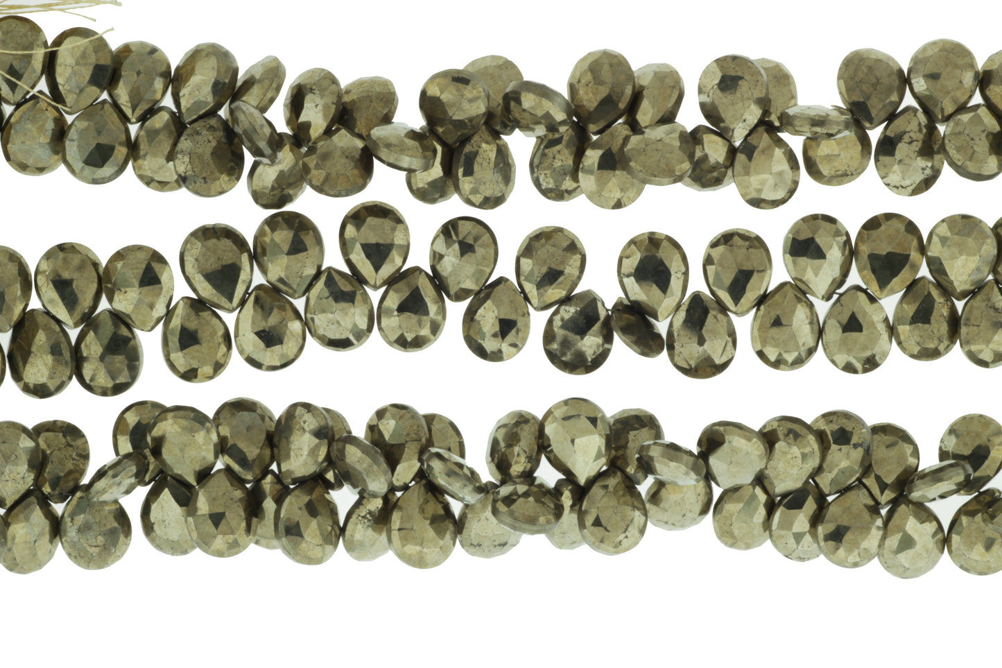 Natural Pyrite 11x9mm Faceted Pear Shaped Briolettes