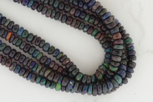 Black Ethiopian Opal 4mm Smooth Rondelles