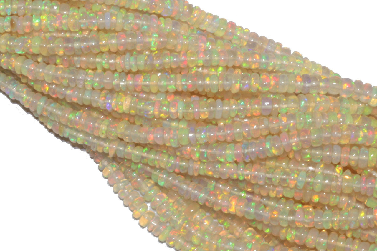 White Ethiopian Opal 3mm Smooth Rondelles