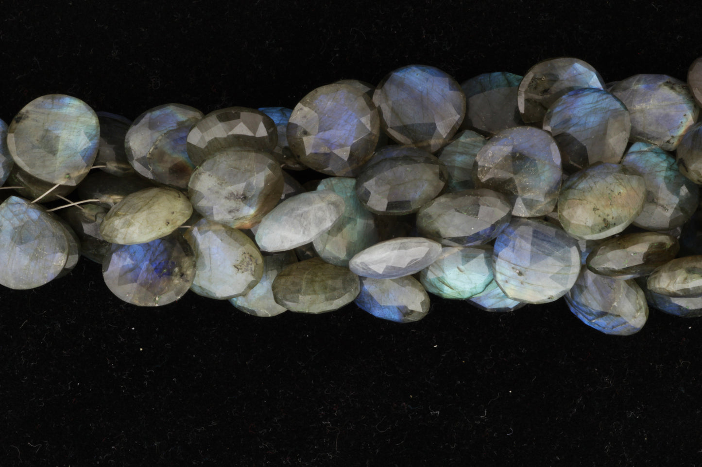 Blue Labradorite 16mm Faceted Heart Shaped Briolettes