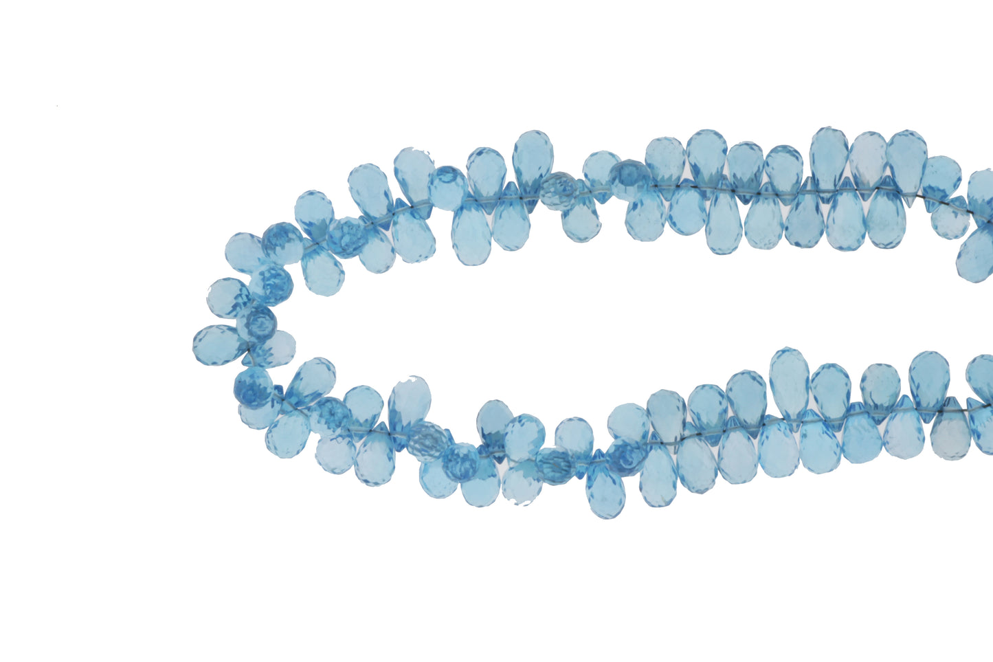 Swiss Blue Topaz 8x5mm Faceted Teardrop Briolettes Bead Strand