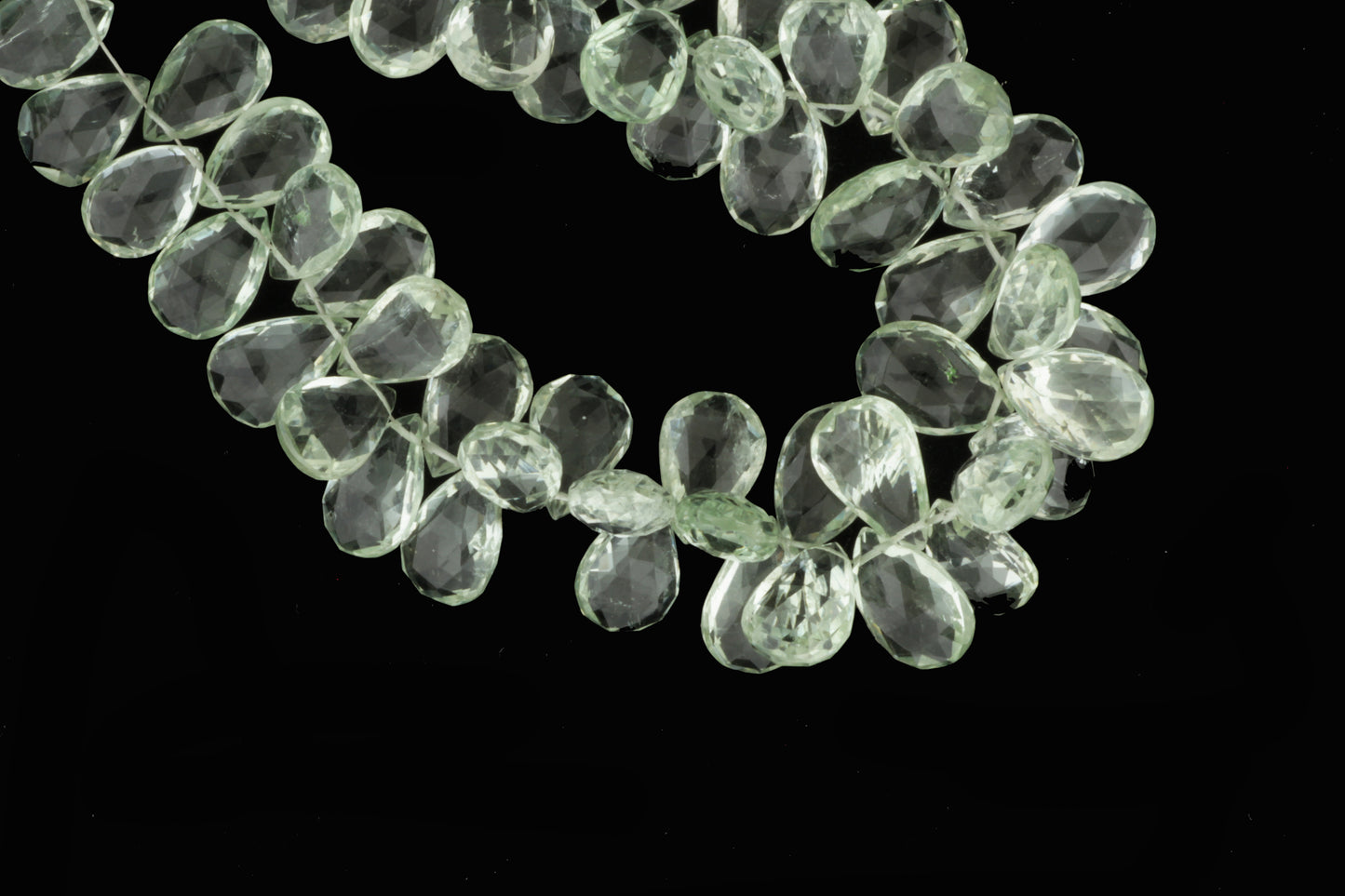 Green Amethyst 14x9mm Faceted Pear Shaped Briolettes