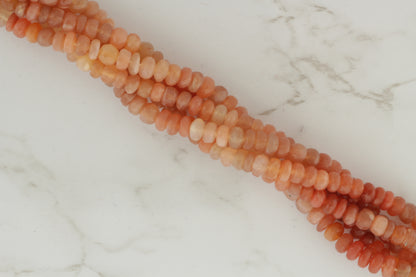 Ombre Peach Moonstone 6mm Faceted Rondelles