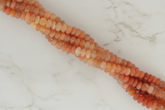 Ombre Peach Moonstone 6mm Faceted Rondelles