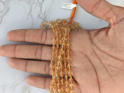 Yellow Citrine 8x6mm Center Drilled Teardrop Briolettes