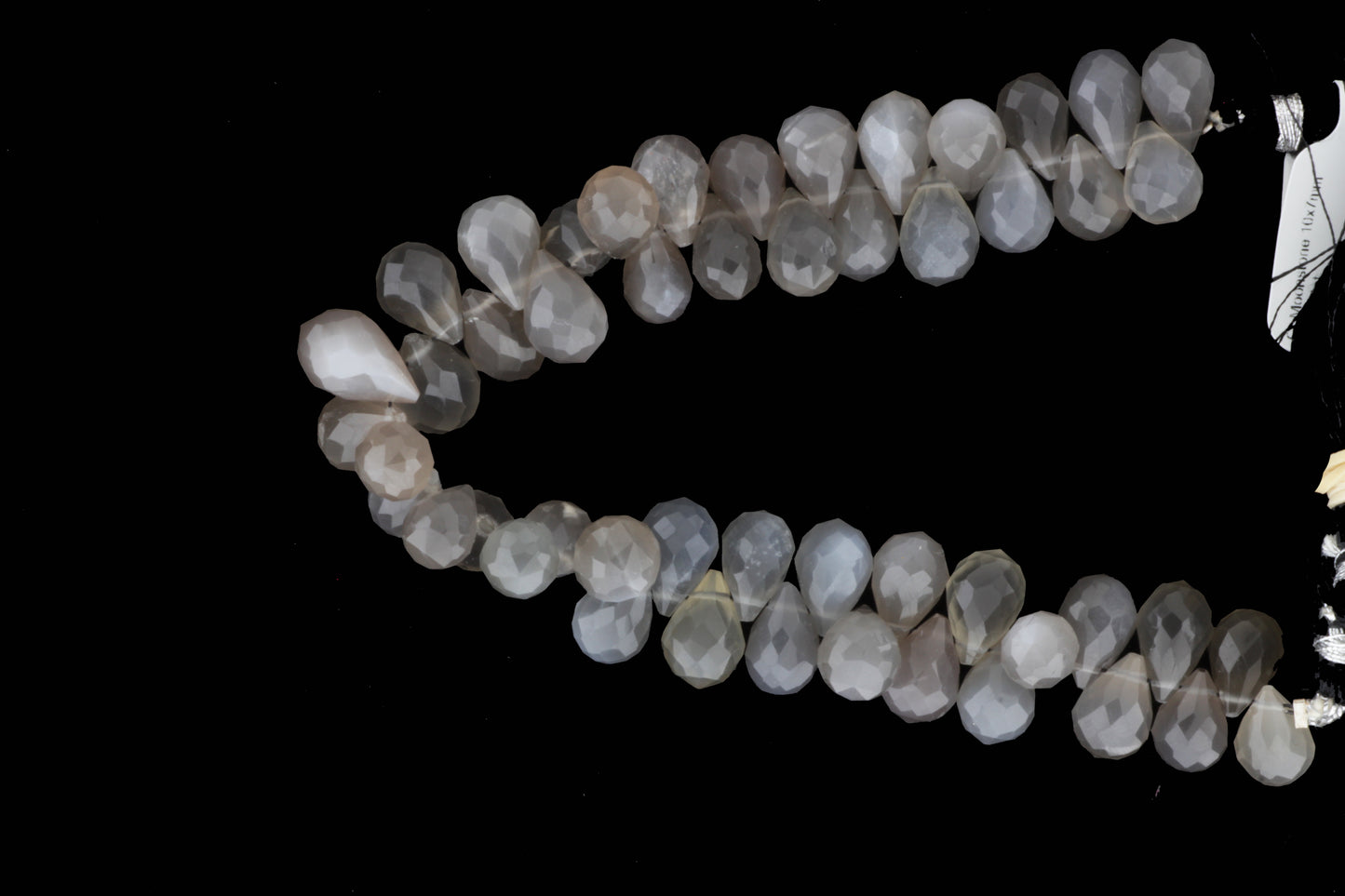 Gray Moonstone 10x7mm Faceted Teardrop Briolettes