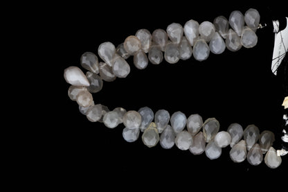 Gray Moonstone 10x7mm Faceted Teardrop Briolettes