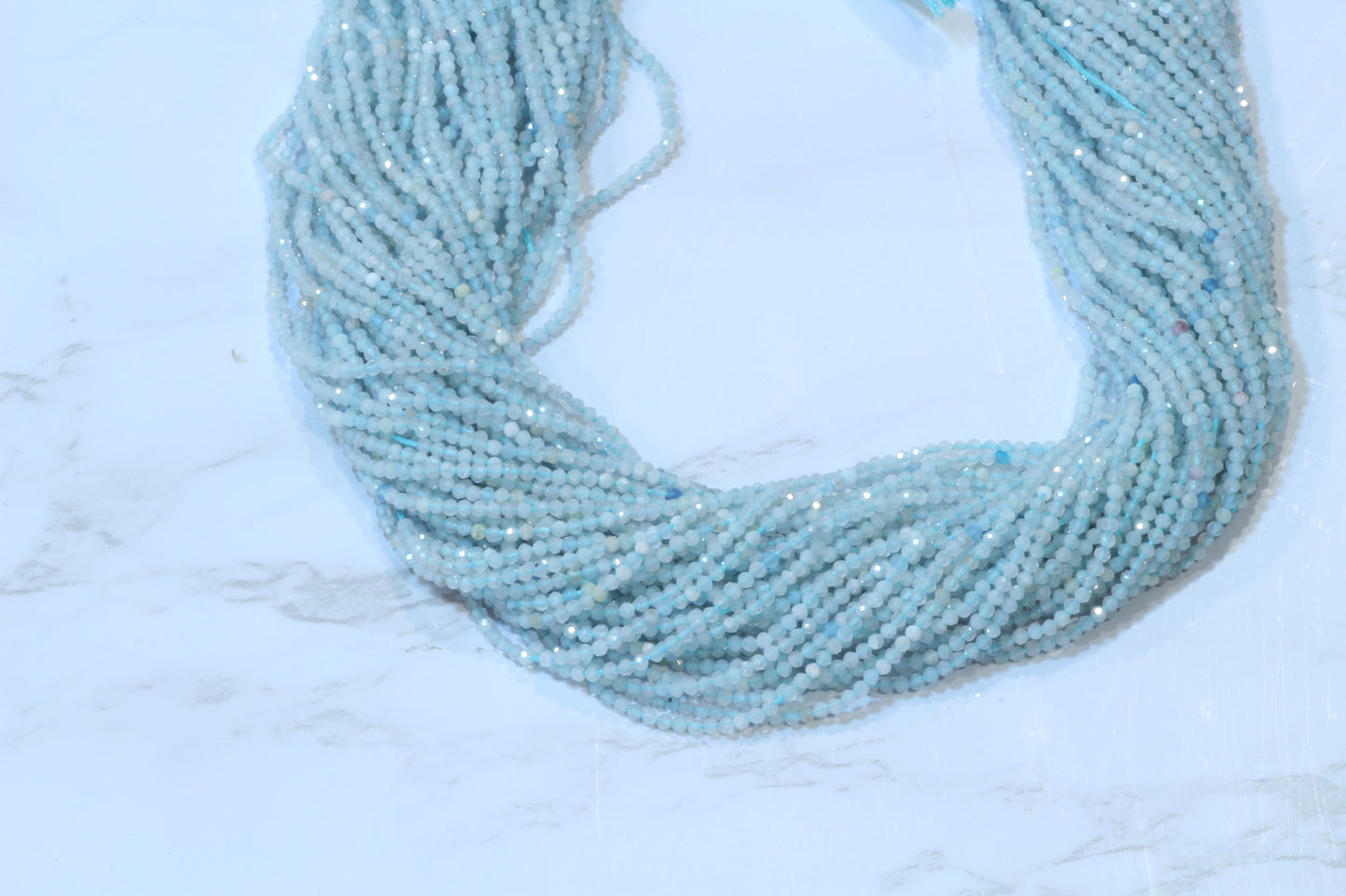 Blue Milky Aquamarine 2mm Faceted Rounds