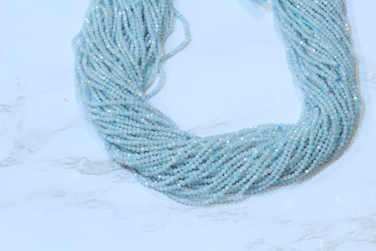 Blue Milky Aquamarine 2mm Faceted Rounds