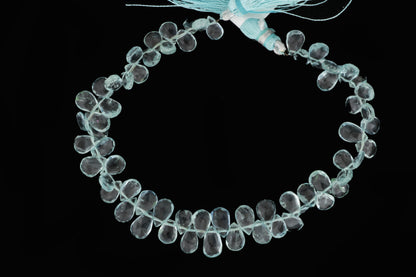 Blue Aquamarine 7x5mm Faceted Pear Shaped Briolettes