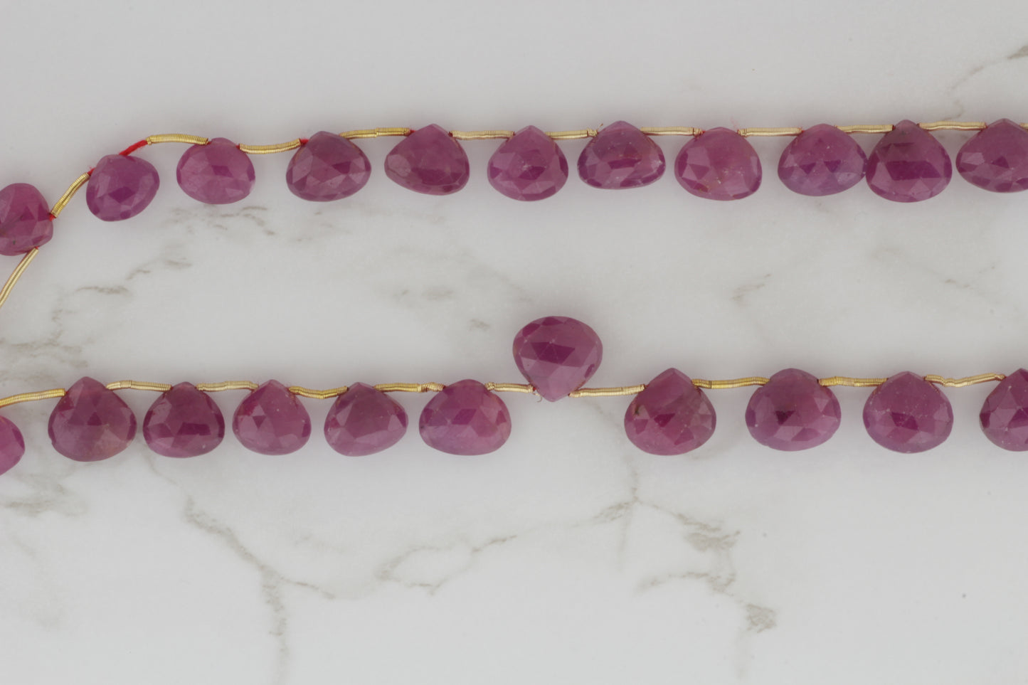 Red Ruby 8mm Faceted Heart Shaped Briolettes