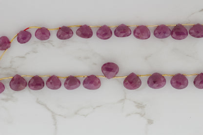 Red Ruby 8mm Faceted Heart Shaped Briolettes