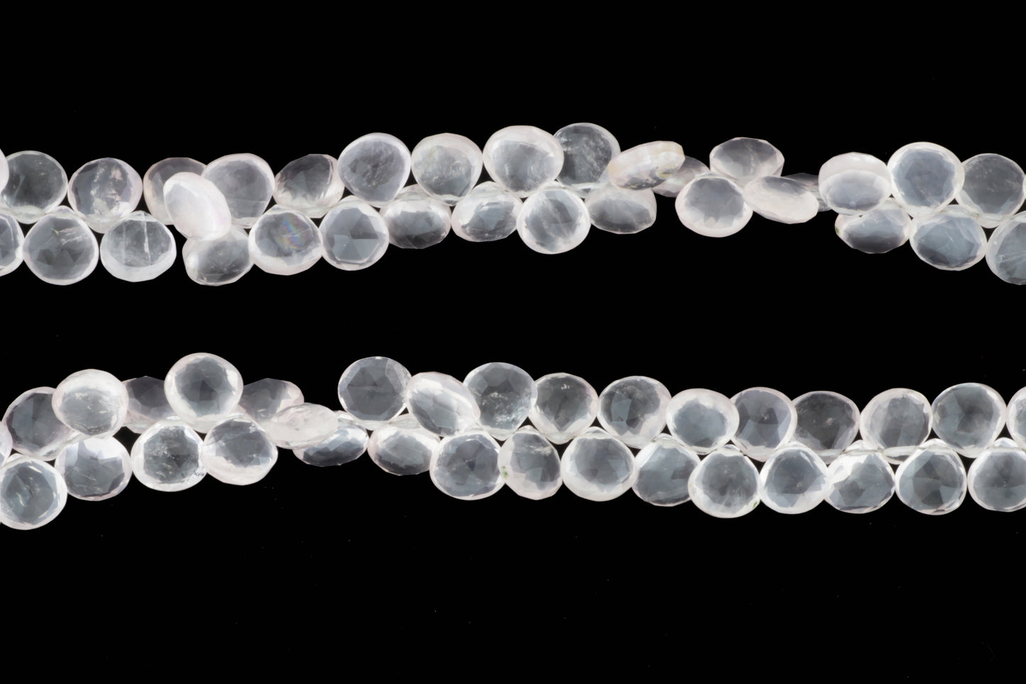 Pink Rose Quartz 9mm Faceted Heart Shaped Briolettes