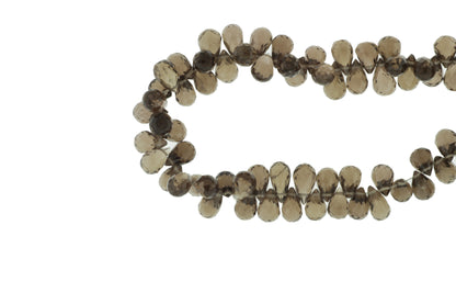 Brown Smoky Quartz 8x5mm Faceted Teardrop Briolettes