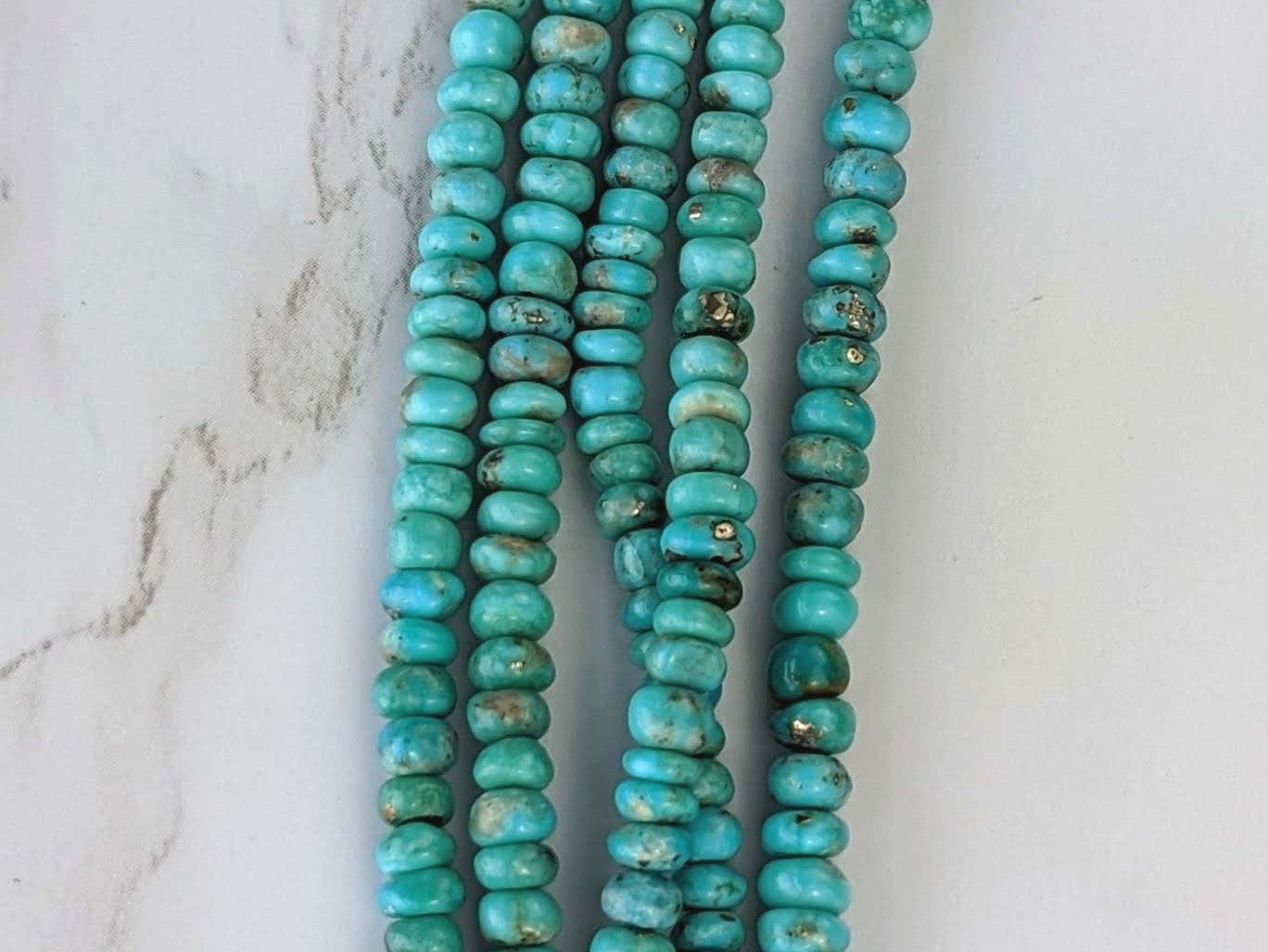 Natural Light Blue Turquoise 4mm Smooth Rondelles