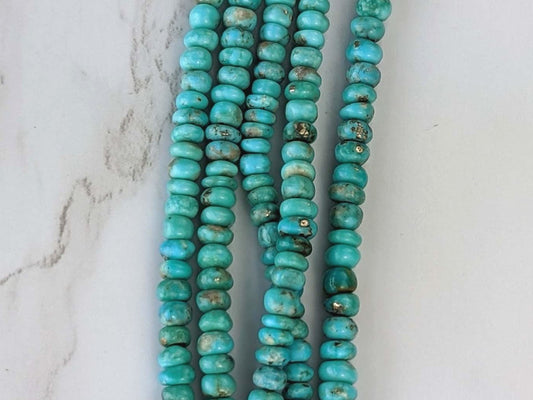 Natural Light Blue Turquoise 4mm Smooth Rondelles