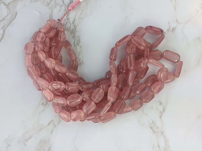 Deep Pink Rose Quartz 11x9mm Smooth Nuggets