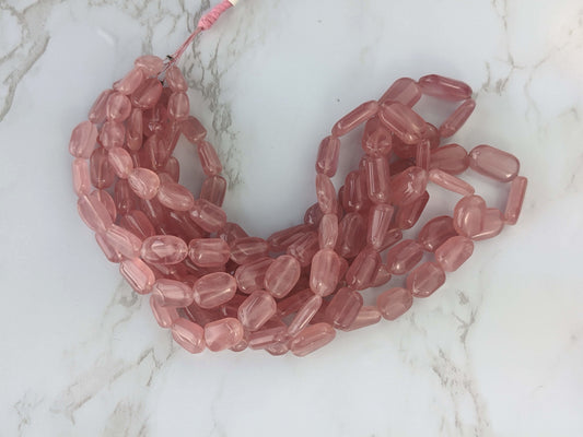 Deep Pink Rose Quartz 11x9mm Smooth Nuggets