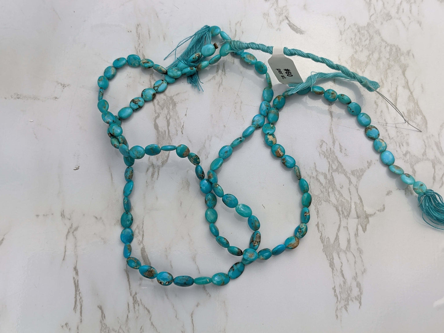 Natural Blue and Black Turquoise 6x4mm Smooth Ovals