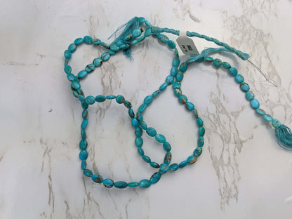 Natural Blue and Black Turquoise 6x4mm Smooth Ovals