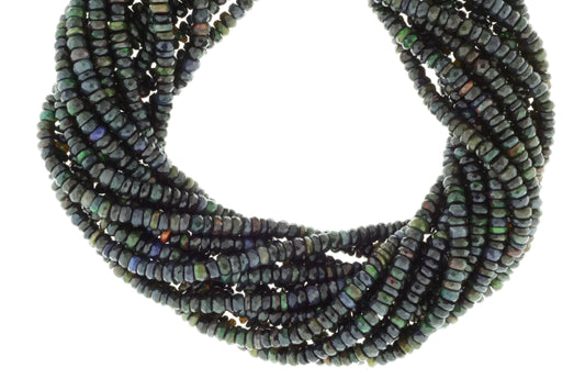 Black Ethiopian Opal 3.5mm Faceted Rondelles