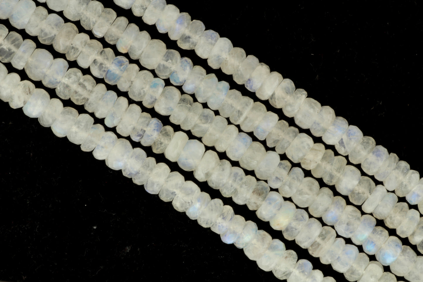 Blue Rainbow Moonstone 8mm Faceted Rondelles