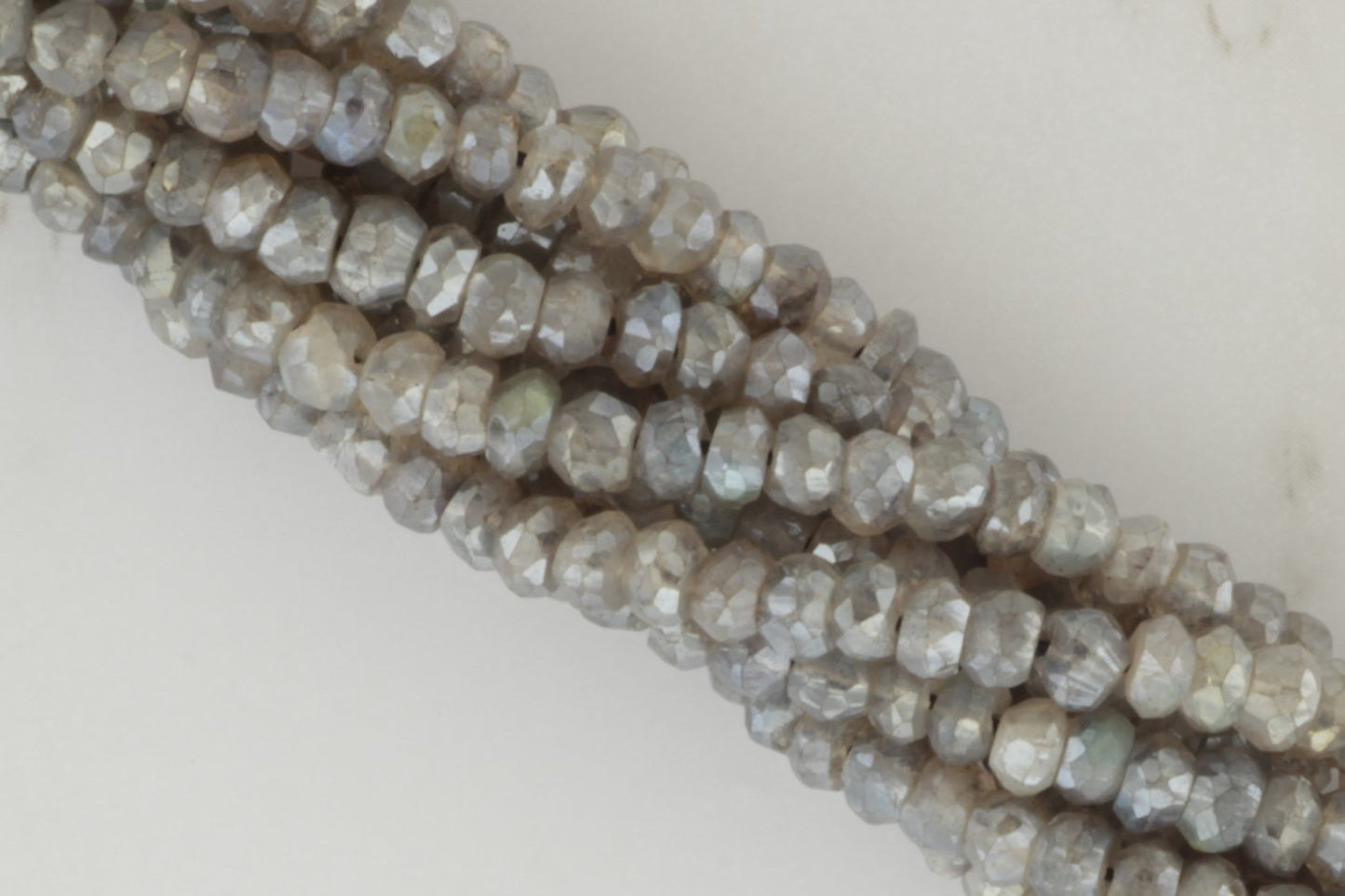 Coated Labradorite 4mm Faceted Rondelles