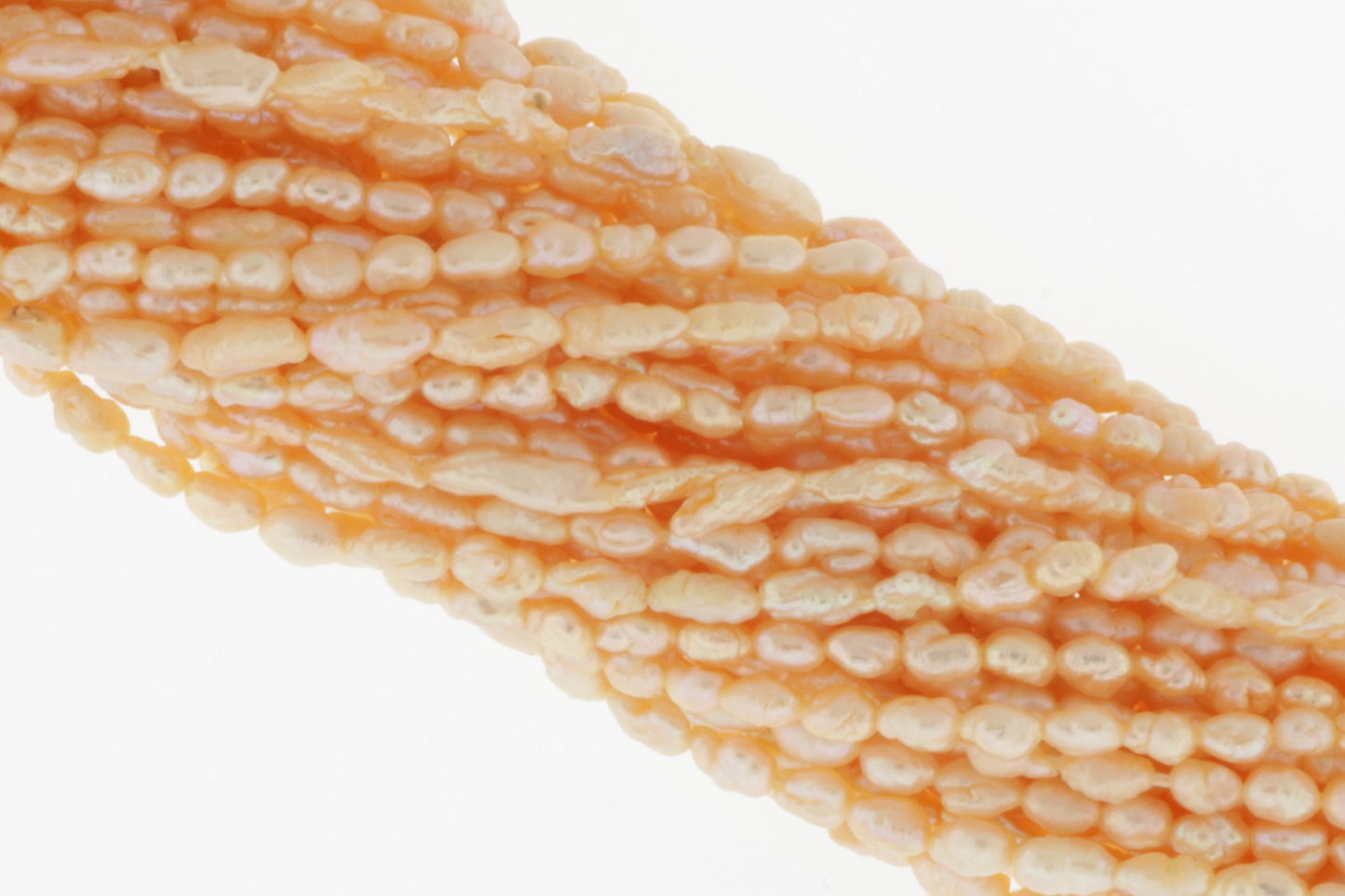 Golden Peach Freshwater Pearl 4x2mm Biwa Sticks