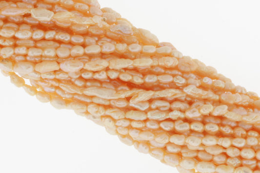 Golden Peach Freshwater Pearl 4x2mm Biwa Sticks