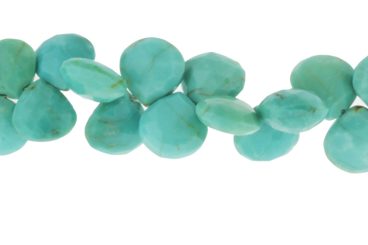 Natural Blue-Green Turquoise 8mm Faceted Heart Shaped Briolettes