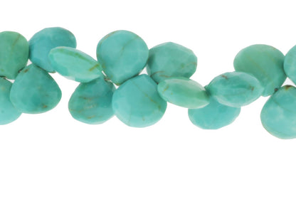Natural Blue-Green Turquoise 8mm Faceted Heart Shaped Briolettes