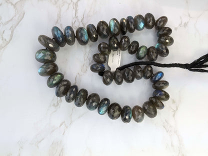 AA Blue Labradorite 14mm Faceted Rondelles