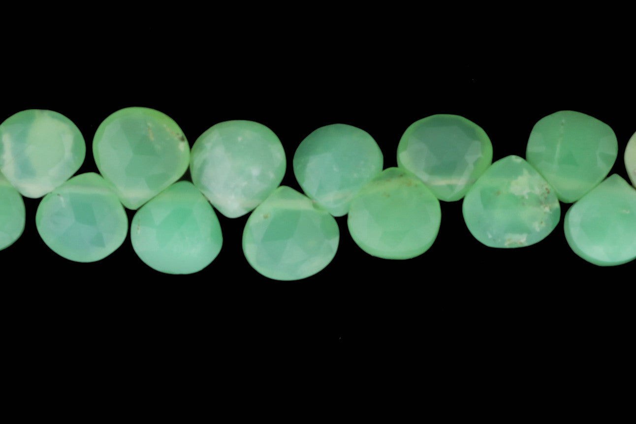 Light Green Chrysoprase 5mm Faceted Heart Shaped Briolettes
