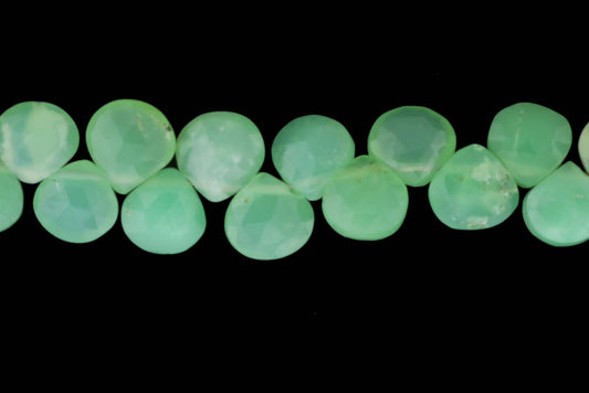 Light Green Chrysoprase 5mm Faceted Heart Shaped Briolettes