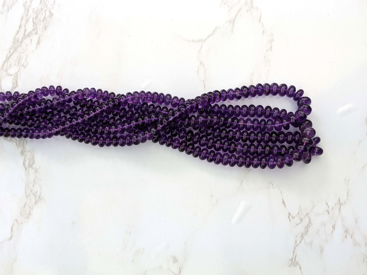Purple Amethyst 5mm Smooth Rondelles