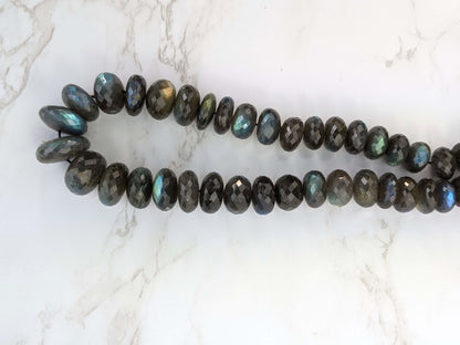 AA Blue Labradorite 14mm Faceted Rondelles
