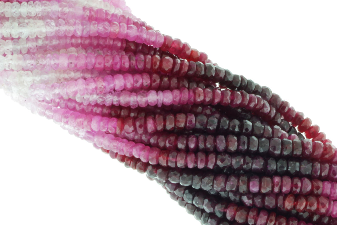 Ombre Red and Pink Ruby 2.5mm Faceted Rondelles