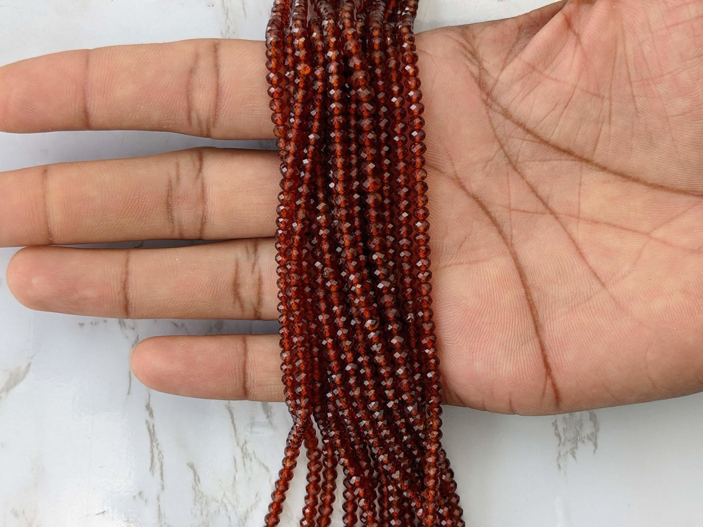 Orange Red Garnet 4mm Faceted Rondelles