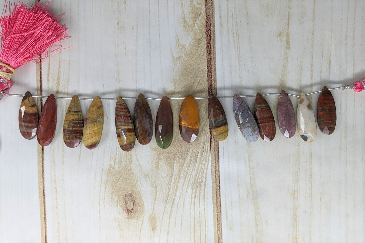 Indian Agate 25x9 Faceted Pear Shaped Briolettes