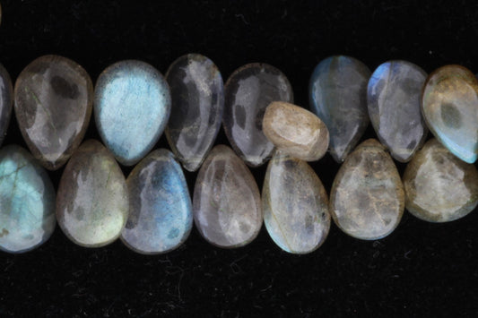 Blue Labradorite 12x8mm Smooth Pear Shaped Briolettes