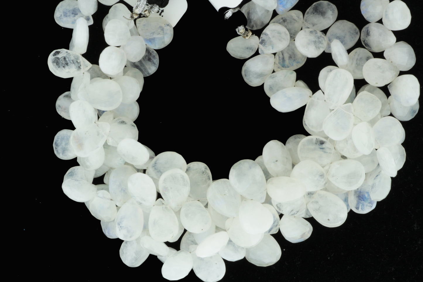 Blue Rainbow Moonstone 12x8mm Faceted Pear Shaped Briolettes