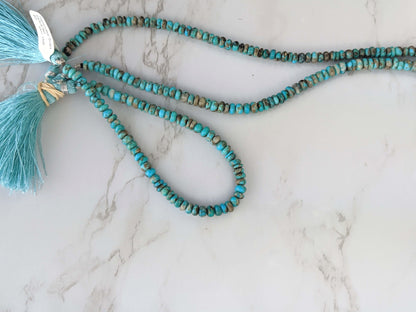 Natural Blue and Black Turquoise 5mm Smooth Rondelles