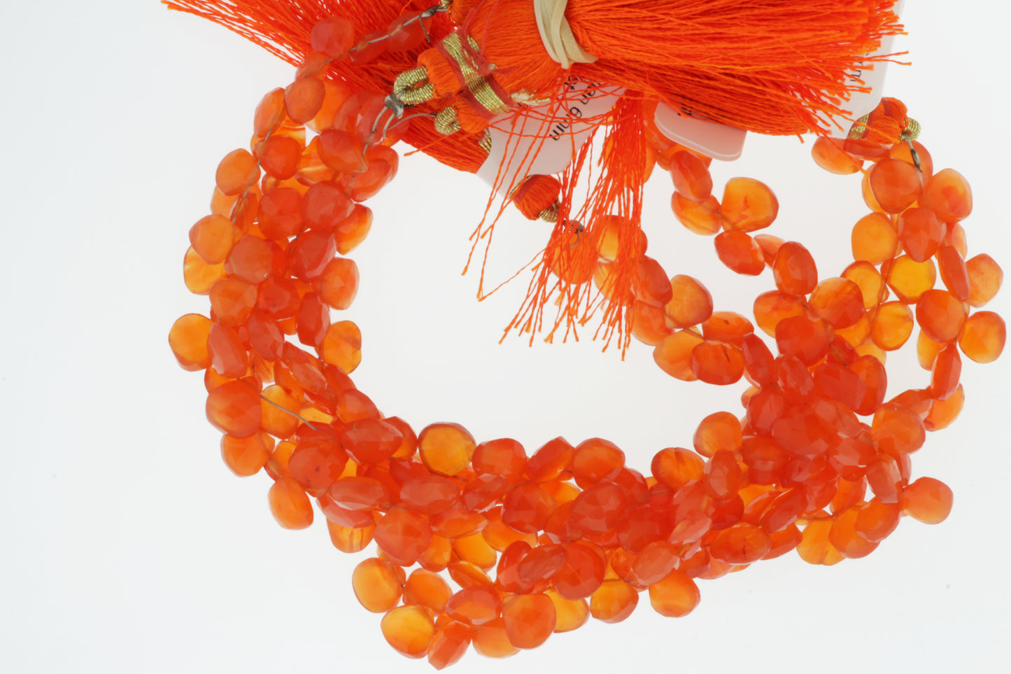 Orange Carnelian 8mm Faceted Heart Shaped Briolettes