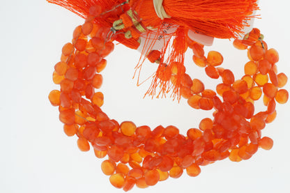 Orange Carnelian 8mm Faceted Heart Shaped Briolettes