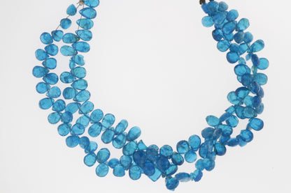 Neon Blue Apatite 7x5mm Faceted Pear Shaped Briolettes