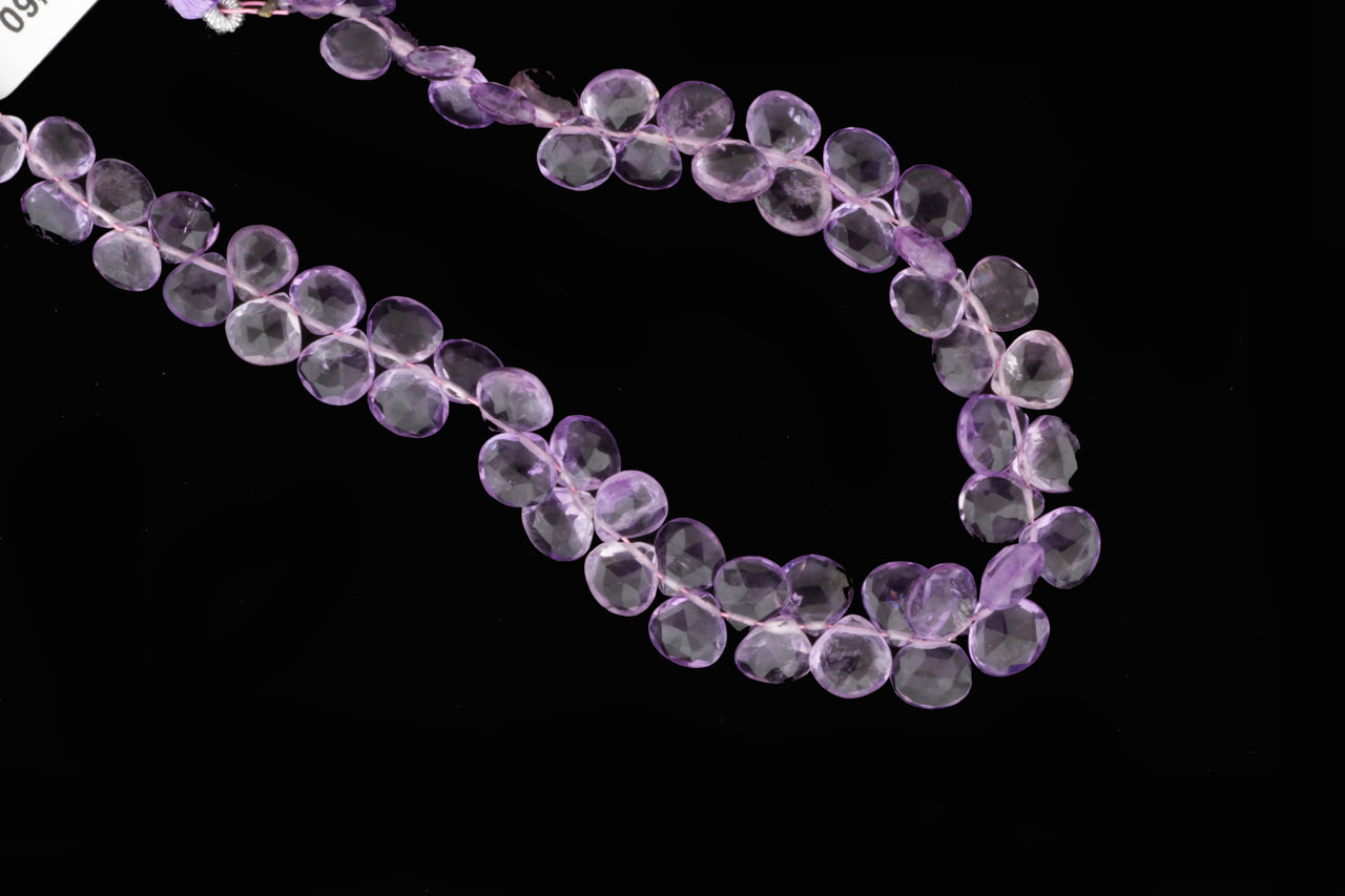 Pink Amethyst 7mm Faceted Heart Shaped Briolettes