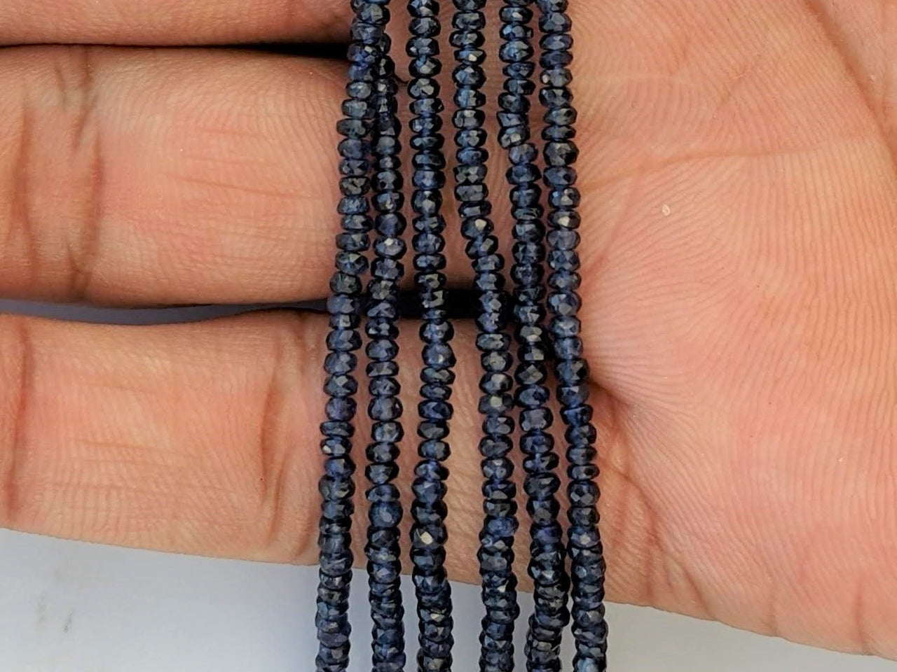 Navy Blue Sapphire 2mm Faceted Rondelles